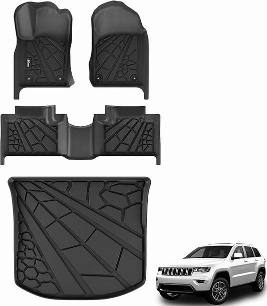 KARPAL Floor Mats & Cargo Liner for 2016-2021 Jeep Grand Cherokee / 2022 Grand Cherokee WK (Not for WL), All Weather TPE Custom Fit Floor Liners Car Mats Accessories