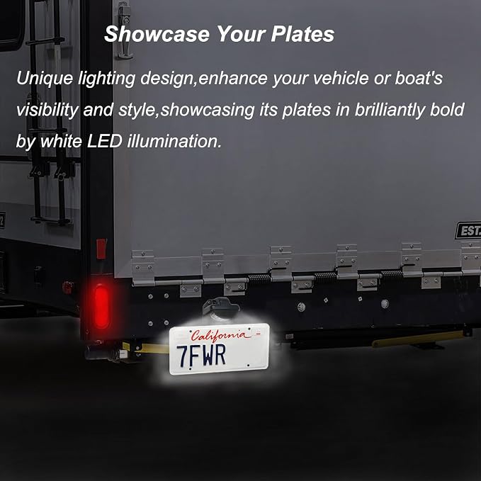 LED License Plate Light for RV Trucks UTV ATV Trailer Lorry Boat Number plate lamp Trailer Light Waterproof License Tag Lights (Black Housing +Bracket Mount)