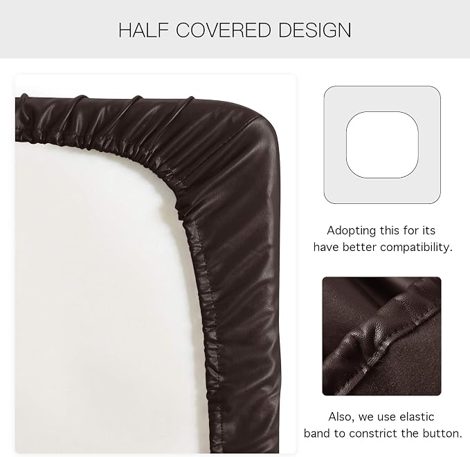 Yates Home PU Leather Couch Sofa Cushion Slipcover Water-Proof Elastic Chair RV Seat Covers Loveseat Sofa Furniture Protector Slip Cover for Settee Seater Replacement Living Room（2 Pieces, Chocolate）