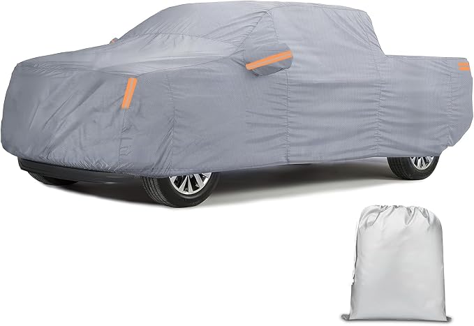 Nilight Car Cover Waterproof All Weather for Truck, Heavy Duty Outdoor Rain Sun UV Protection With Zipper Cotton, Extra Thick, Universal Fit (Up to 210", Max Cab Length 126")