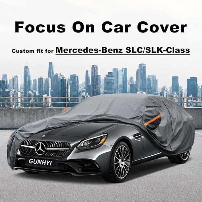 GUNHYI Premium Car Cover Custom Fit Mercedes-Benz SLC-Class/SLK-Class, 16 Layers Heavy Duty Car Cover Waterproof All Weather with Zipper Door for Sun Rain Snow Dust Uv Protection