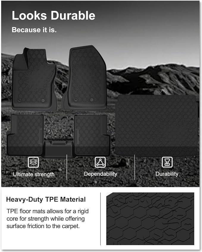 Kiwi Master Floor Mats & Cargo Mat for 2015-2023 Jeep Renegade | OEM Replacement 82214194 82214195, Custom Fit All Weather Car Mats, Heavy Duty TPE Floor Liners, Front Rear Trunk Set, Black