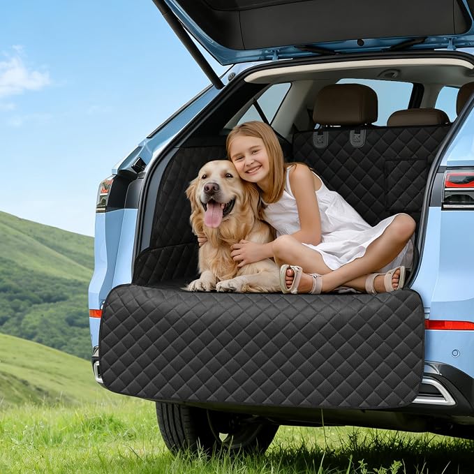 SUV Cargo Liner for Dogs, Waterproof Pet Trunk Cover for SUVs | with Bumper Flap Protector, Scratchproof Non-Slip 600D Oxford Fabric, Machine Washable