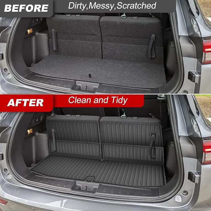 Cargo Mat for 2022-2025 Mitsubishi Outlander 7-Seat (Not Fit PHEV or Sport) | Custom Fit Full Coverage TPE All-Weather Cargo Liner for Outlander Accessories, Black