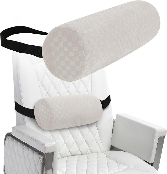 Coeyese Lumbar Roll Pillow for Lower Back Support, Cream, Short-11 * 4.3'' | Removable Pillowcase, Upgraded Adjustable Strap, Suitable for Office, Chair, Car, Seat Pain Relief & Improving Posture