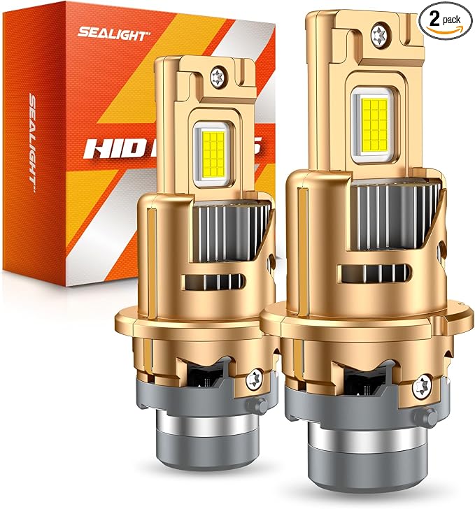 SEALIGHT D4S Bulbs 6500K Cool White Brighter 1:1 Mini Size Plug and Play HID Fog Lights Replacement, IP68 Waterproof 0.01s Instant Start Pack of 2