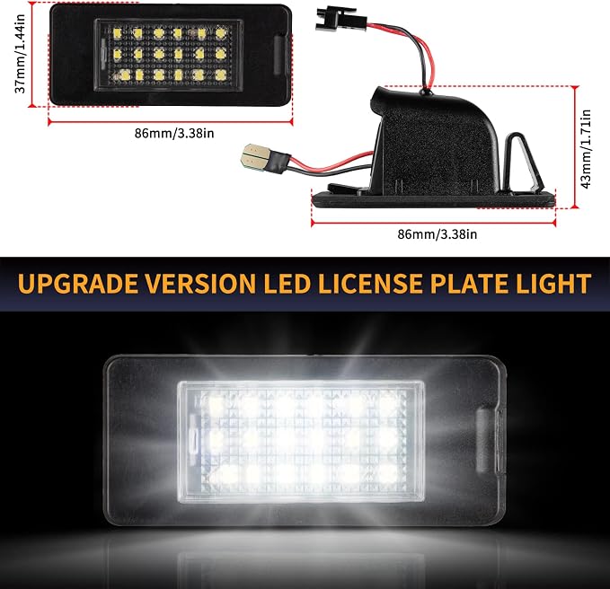 Gempro LED License Plate Lights Lamp Assembly, LED Rear Tag OEM Lamp Replacement Compatible with Chevy Tahoe Suburban Malibu/GMC Yukon XL/C-adillac Escalade ATS, White LED Lights - Pack of 2
