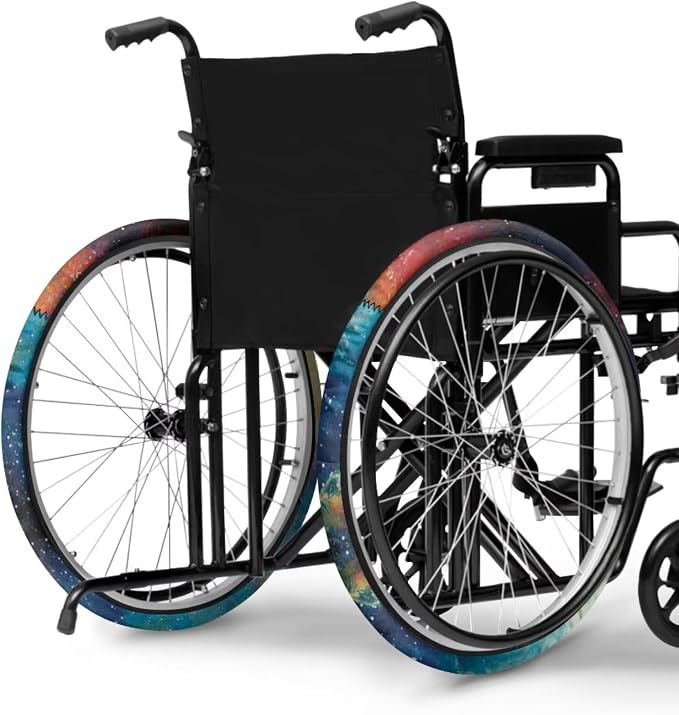 Wheelchair Wheel Covers Galaxy Pattern 2 PCS Wheelchair Tyre Covers Neoprene Wheel Cover for Transport Wheelchair Wheels