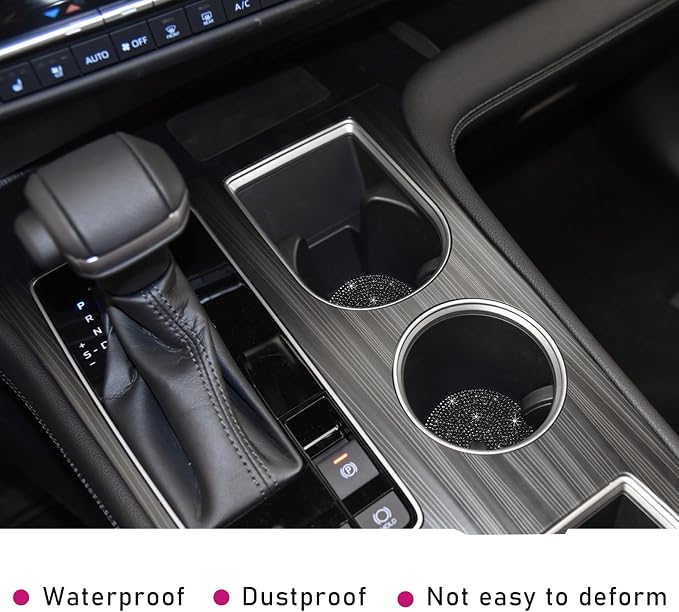 Ziciner 2PCS Bling Car Cup Holder Coaster, 2.73 Inch Anti-Slip Cup Insert Coasters, Crystal Rhinestone Auto Drink Cup Mat, Universal Interior Decor Car Accessories for Women Girls (Black)