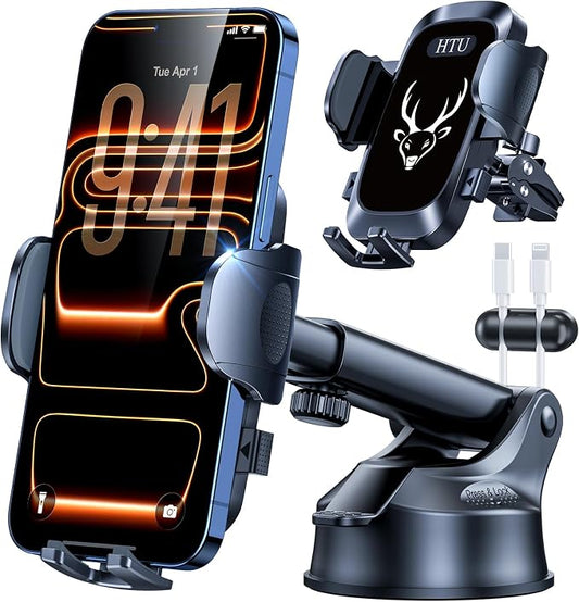 【Upgraded Strongest Suction & Pro Military-Grade】Ultimate Car Phone Mount【360°Rotatable Suction】Cell Phone Holder Truck Stand for Dashboard Windshield Vent for iPhone 17 Pro Max Samsung,Graphite Black