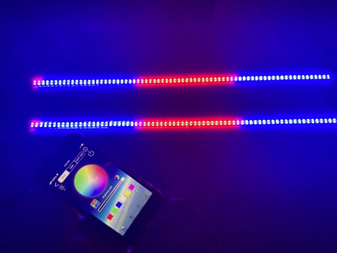 Bluetooth APP + Remote 2PCS 4FT 1.2Meters 48" Doubel Row RGB Dream Color Chasing Light Strips for Car Truck Vehicle Off-Road Lighting Polaris Slingshot Underbody Lighting Off-Road