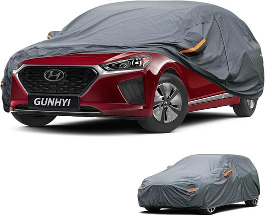 GUNHYI Premium Car Cover Custom Fit Hyundai Ioniq, 16 Layers Heavy Duty Car Cover Waterproof All Weather with Zipper Door for Sun Rain Snow Dust Uv Protection