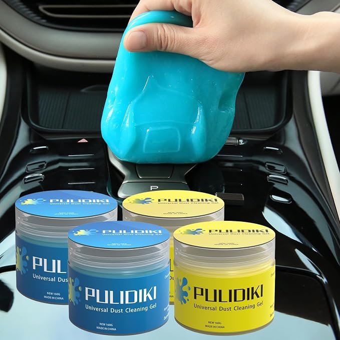 PULIDIKI Car Cleaning Gel Blue 2Pack and Car Cleaning Putty Yellow 2Pack Bundle
