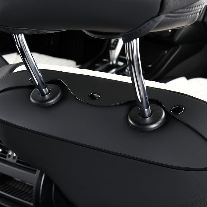 FLORICH Waterproof Front Car Seat Cover Faux Leather Automotive Seat Cover Front Car Seat Cushion Car Seat Protector Accessories Universal Fit for Most Cars SUV Trucks, Black&White