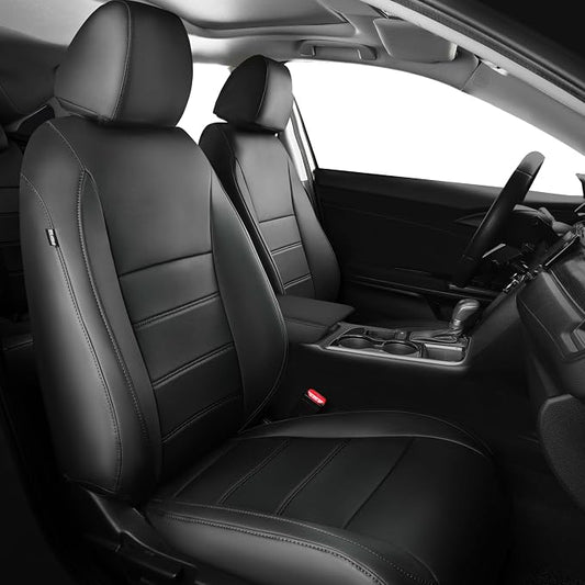 Seat Covers for Honda Civic Sedan Sport 2022 2023 2024 & LX 2022-2026, Custom Faux Leather Car Seats Cover Full Set Waterproof - Black (Solid Rear Seatback - NO Rear Armrest)