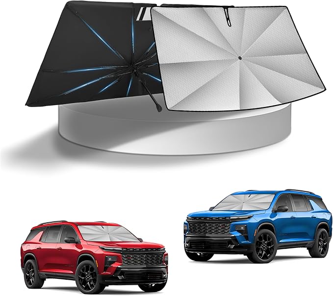 KUST Ice Crystal Sun Shade Umbrella for 2018-2026 Chevrolet Chevy Traverse | Custom Fit Windshield Sunshade | Foldable Sunshade with Bendable Handle | Blocks Heat & UV Scratch Resistant Keep Car Cool
