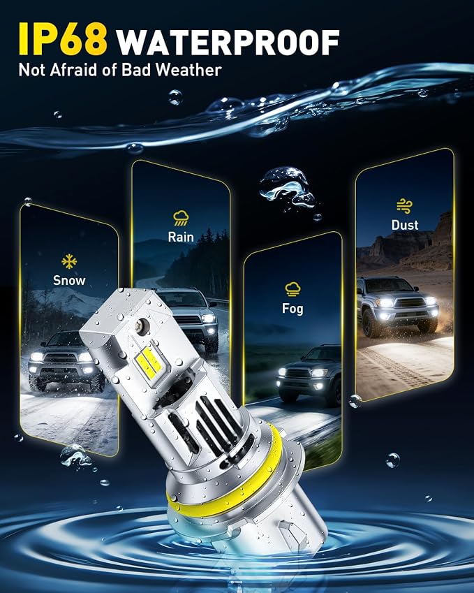 AUXITO 9007 HB5 Bulbs, 80000LM 6500K Cool White, Super Bright 15X Halogen, Plug and Play CANbus Ready No Flicker, Pack of 2