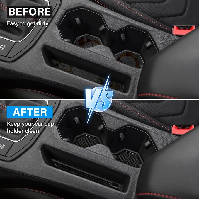 for Jetta Accessories 2026 2025 2024-2019 Cup Holder Protector Inserts Liners Mat Pad Anti Dust Coasters Non-Slip Mat Car Interior Decoration (Black Trim,4pcs/Set)