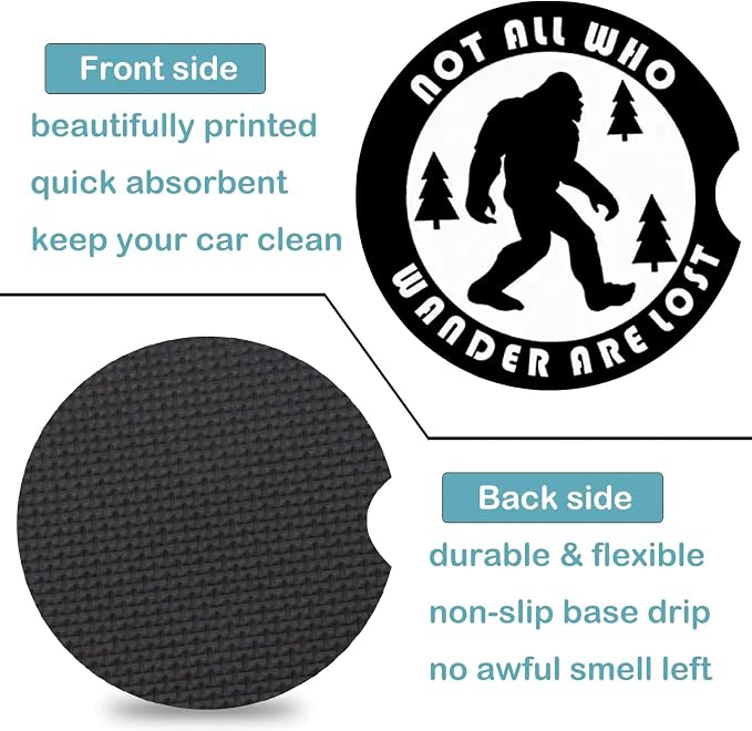 2 Pack Compatible with Bigfoot Car Cup Holder Coasters Universal Neoprene | 2.75" Universal Size Anti Slip Rubber Mat,Auto Cup Holder Decor for SUV Truck,Compatible with Bigfoot Gifts for Men Women