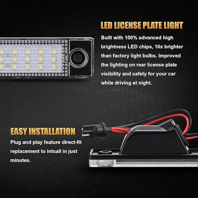 D-Lumina LED License Plate Lights Tag Lamp Assembly Compatible with Chevy Cruze 2009-2023, Powered by 18-SMD 6000K White LED Tag Light, Pack of 2
