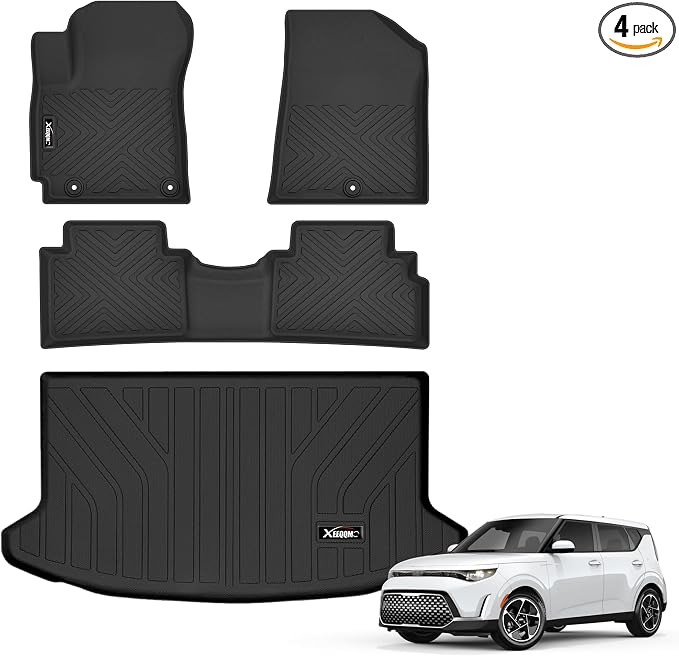Floor Mats & Trunk Mat for 2020-2025 Kia Soul(Upper Floor of The Trunk) | All Weather TPE Protection Floor Liners Full Set with Cargo Liner for 2020 2021 2022 2023 2024 2025 Kia Soul Accessories