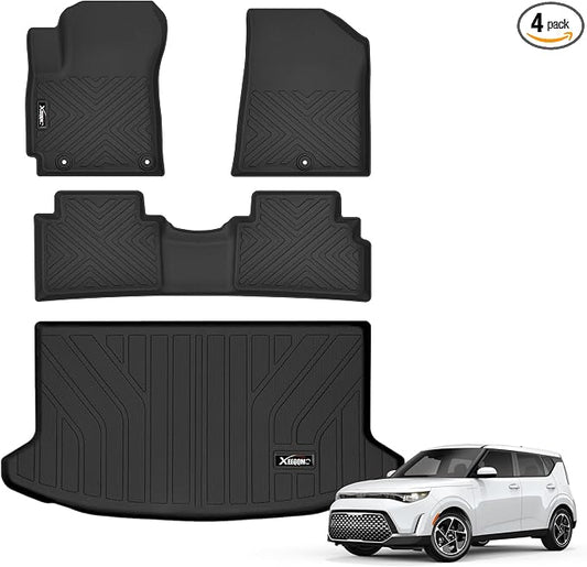 Floor Mats & Trunk Mat for 2020-2025 Kia Soul(Upper Floor of The Trunk) | All Weather TPE Protection Floor Liners Full Set with Cargo Liner for 2020 2021 2022 2023 2024 2025 Kia Soul Accessories