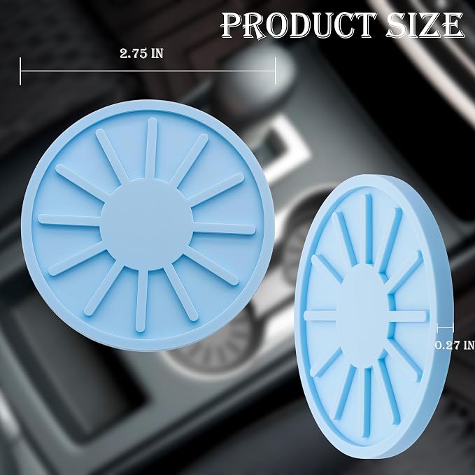 2-Piece Non-Slip Car Cup Holder Coaster – 2.75 Inch Auto Insert, Universal Fit for Cars & SUVs – Durable & Easy to Clean Drink Mat (Blue)