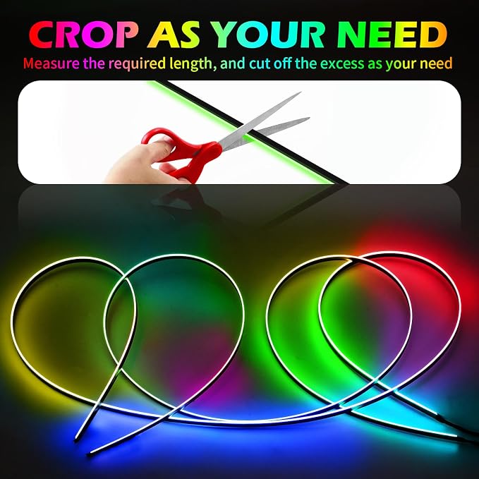 DREAMOTOR Interior Car LED Strip Lights, Acrylic LEDs Lights for Car with Dynamic Dreamcolor Chasing, Ambient Lighting Kits Music Sync Wireless APP and RF Remote Control (55.12inch*2)