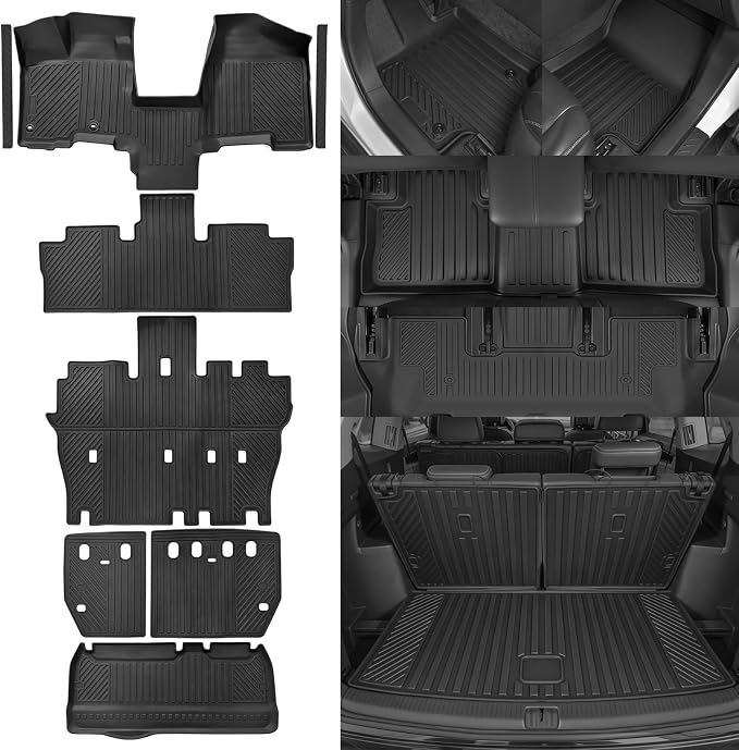 Custom Fit Floor Mats for 2004-2010 Toyota Sienna 7 Seats/Bucket Seat | All Weather TPE Floor Liners & Trunk Mat & Backrest Mats & Door Sill Guard | Odorless Full Set Interior Accessories
