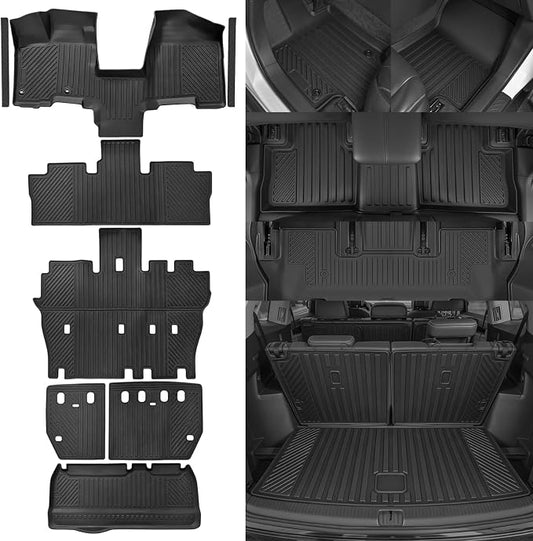 Custom Fit Floor Mats for 2004-2010 Toyota Sienna 7 Seats/Bucket Seat | All Weather TPE Floor Liners & Trunk Mat & Backrest Mats & Door Sill Guard | Odorless Full Set Interior Accessories