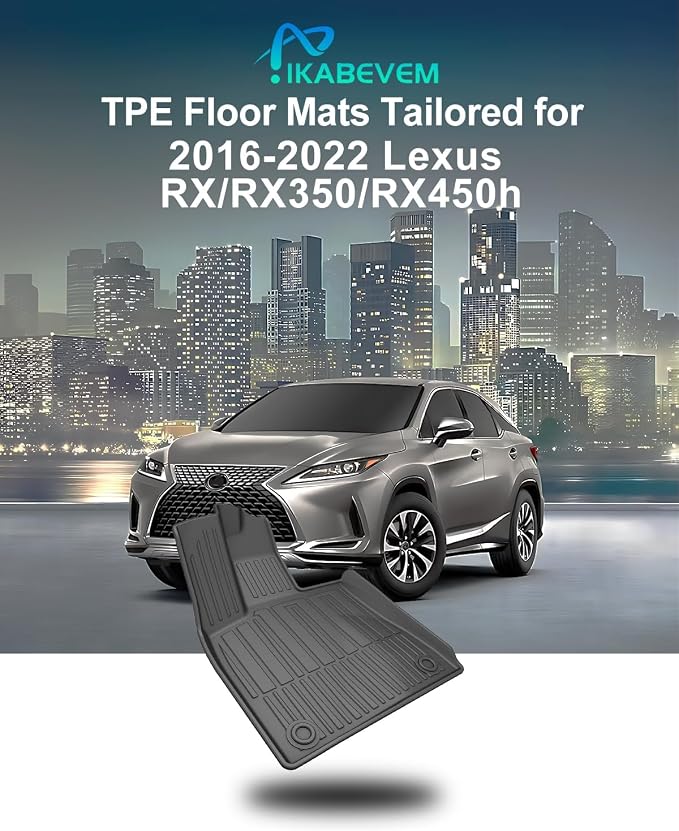 Floor Mats Custom Fit for 2016-2022 Lexus RX 350 RX 450h(Not for RXL) - All-Weather TPE Accessories Full Sets (Floor Mats + Cargo Liner + Backrest Mat)