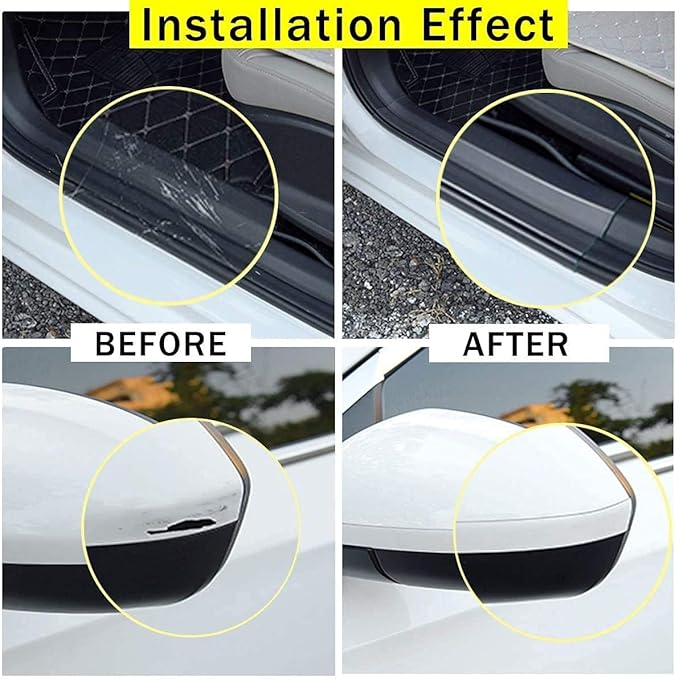 QBUC Car Door Entry Guards Scratch Cover Protector Paint Threshold Guard,Door sill Protector,Front Rear Door Entry Sill Guard Scuff Plate for Most Cars,2in9.8ft(5cm*3m) Transparent