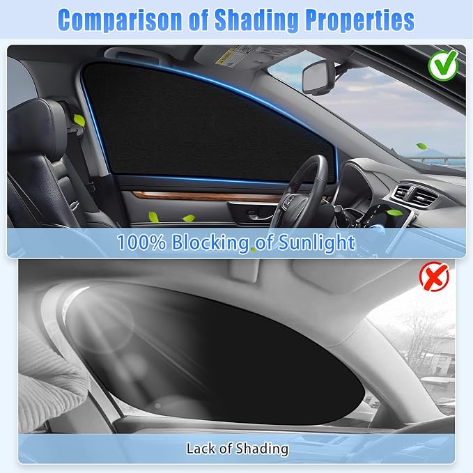 ZATOOTO Car Window Shades for Front Side Window Suede Sun Shade for Privacy | 2PCS Side Window Curtains UV Protection, Car Window Cover for Block Out Light for Camping, Sleeping, Cloth Changing