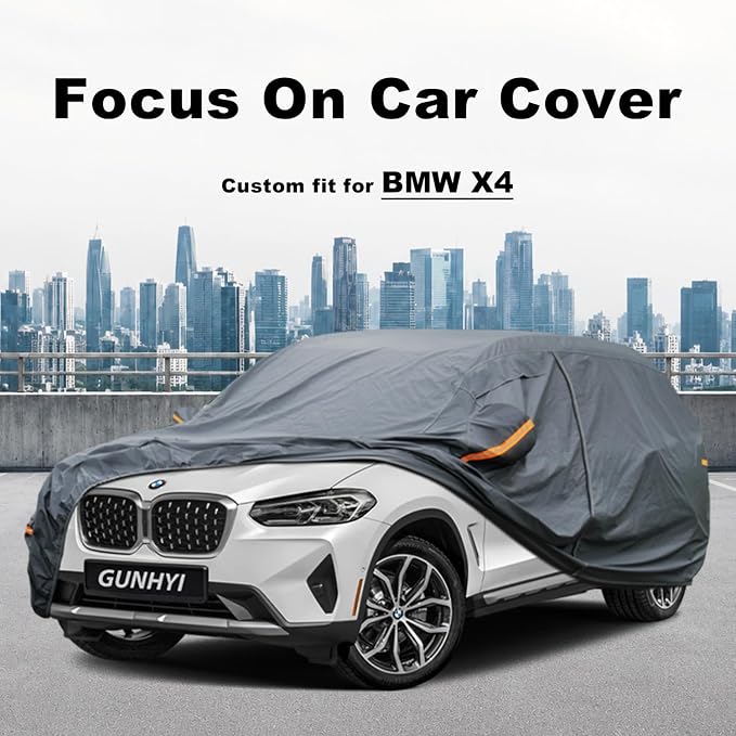GUNHYI Premium Car Cover Custom Fit BMW X4, 16 Layers Heavy Duty Car Cover Waterproof All Weather with Zipper Door for Sun Rain Snow Dust Uv Protection