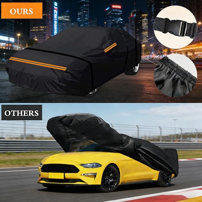 600D Heavy Duty Car Cover Custom Fit for Honda Civic Sedan 1998-2025, Waterproof Outdoor Full Car Cover with Door Zipper, Windproof Snowproof UV Resistant Dustproof Hail Protection, Black