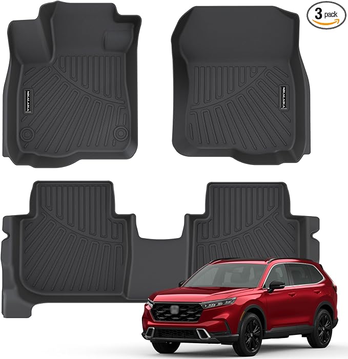 Floor Mats for 2023-2025 2026 Honda CR-V CRV (Include Hybrid) All Weather Protection TPE Rubber Floor Liners for 2026 Honda CRV Hybrid Accessories, Odorless Anti-Slip, 1st & 2nd Row, Black