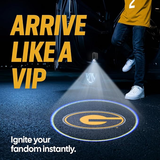 Sporticulture American Football Grambling Car Door Lights Logo Shadow Display - Officially Licensed NCAA Car Accessories - Show Your Team Pride - Battery Powered, Universal Fit