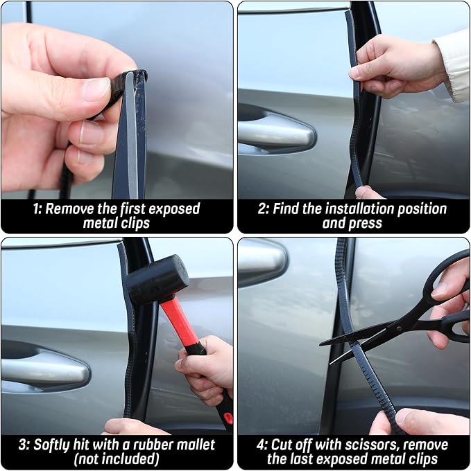 65Ft(20M) Door Edge Guard Black Car Door Edge Protector | PVC U Shape Trim with Metal Sheet No Adhesive Needed Easy to Install Universal Fit for Most Vehicles