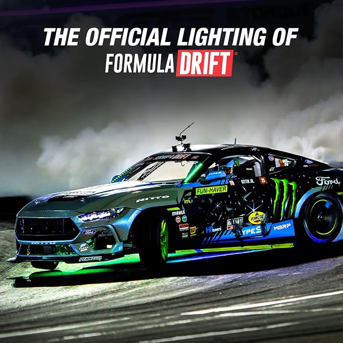 TYPE S TOURING ITEMS Automotive Neon Accent Light Kit, Formula Drift Pro Series Smart LED Exterior Light Kit with App Control, Professional Grade Lights Underglow Kit for Car, 4 Mulitcolor RGB Strips