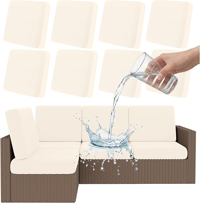 Smiry 8 Pcs Waterproof Patio Cushion Covers, Stretch Outdoor Furniture Covers