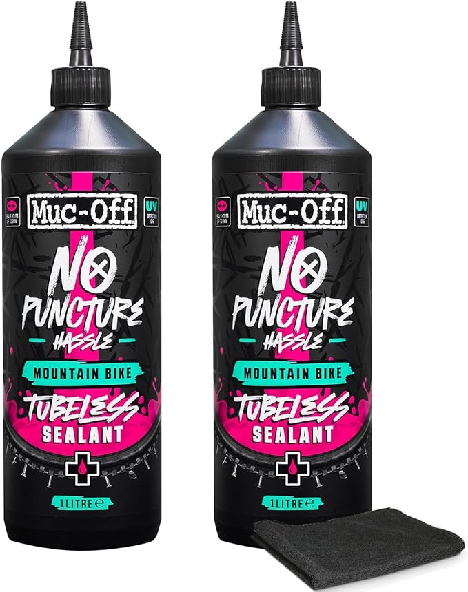 Muc-Off No Puncture Hassle Tubeless Sealant - Advanced Bicycle Tyre Sealant with UV Tracer Dye That Seals Tears and Holes Up to 6mm