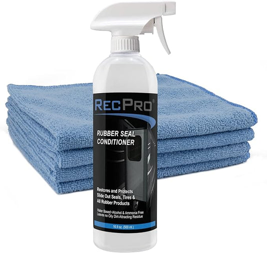 RecPro RV Rubber Seal Conditioner & Protectant with 4 Microfiber Towels