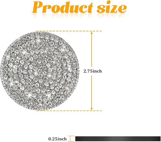 Bling Car Cup Holder Coaster, 2PCS 2.75 Inch Crystal Rhinestone Anti Slip Vehicle Drink Cup Mat for Women Girls, Auto Interior Embedded in Ornaments. Universal for SUV RV Truck (White)
