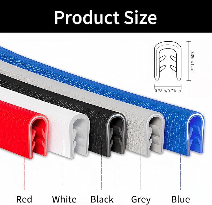 Car Door Edge Guards, 16Ft Rubber Seal Car Door Edge Trim, U Shape Door Edge Protector Guard, Aluminum Weather Proofing Automotive Door Edge Molding, Protection for Most Cars (Grey)