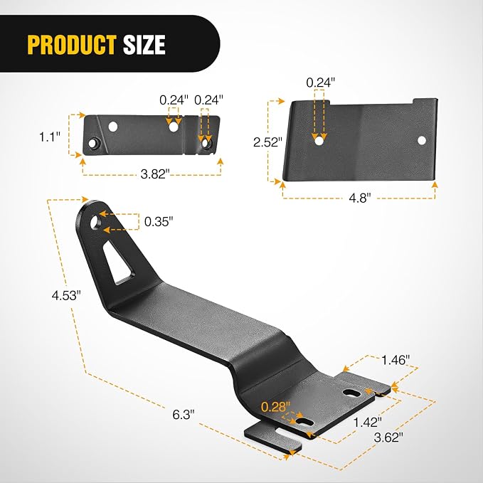 Nilight 2PCS 52” Straight LED Light Bar Mounting Bracket Over-Windshield Mount Kit for 2021 2022 2023 2024 2025 2026 Ford Bronco 2/4 Door (1 Pair, Black)