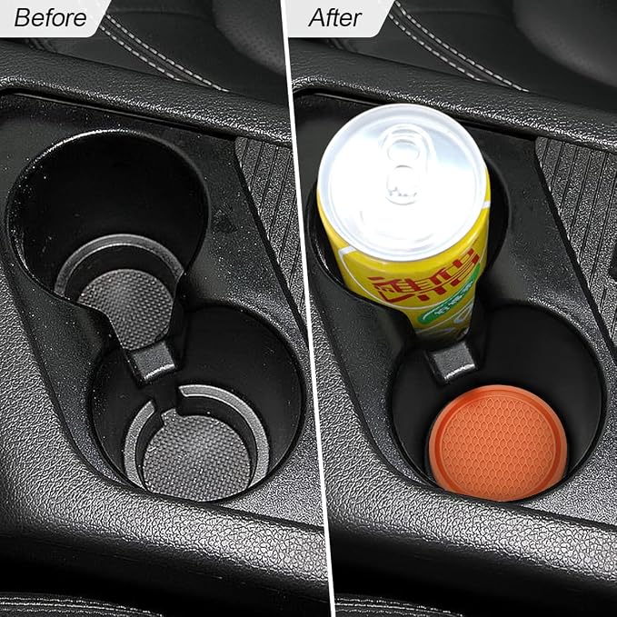 4 Pack Car Cup Holder Coaster, 2.75 Inch Diameter Non-Slip Universal Insert Coaster, Durable, Suitable for Most Car Interior, Car Accessory for Women and Men (Orange)