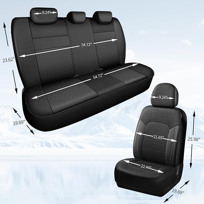 HChengkikz Car Seat Covers, Air Mesh, Breathable (Black) | Airbag Compatible, Automotive Comfort Protection, Universal Fit for Most Cars,Trucks,SUVs
