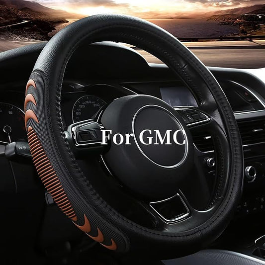 Yangday Leather Steering Wheel Cover for GMC Sierra 1500 2500 3500, 14.5-15 inches Car Steering Wheel Cover with Anti-Slip Massage Particle (Brown)