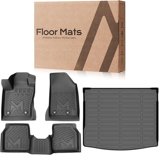 Floor Mats & Cargo Liner Custom for 2017-2026 Jeep Compass New Body Style 2nd Generation, Floor Liners TPE Automotive All Weather Cover Protection Waterproof Black Front & Rear Row Full Set Car Mats