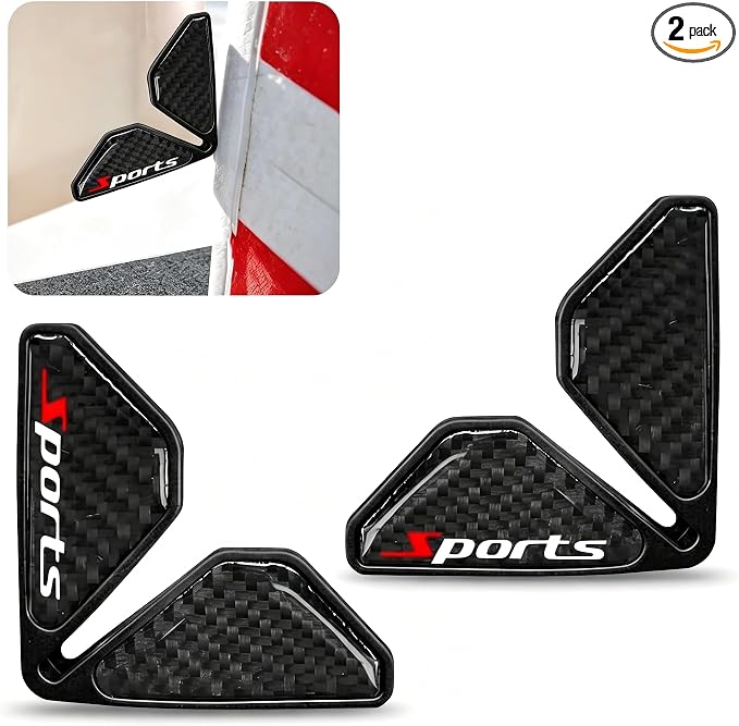 2 PCS Car Door Corner Edge Guards, PVC Soft Rubber Thickened Anti-collision Protector, Carbon Fiber Sporty Marker Decorative Sticker, Exterior Accessory for Most Cars (Black)